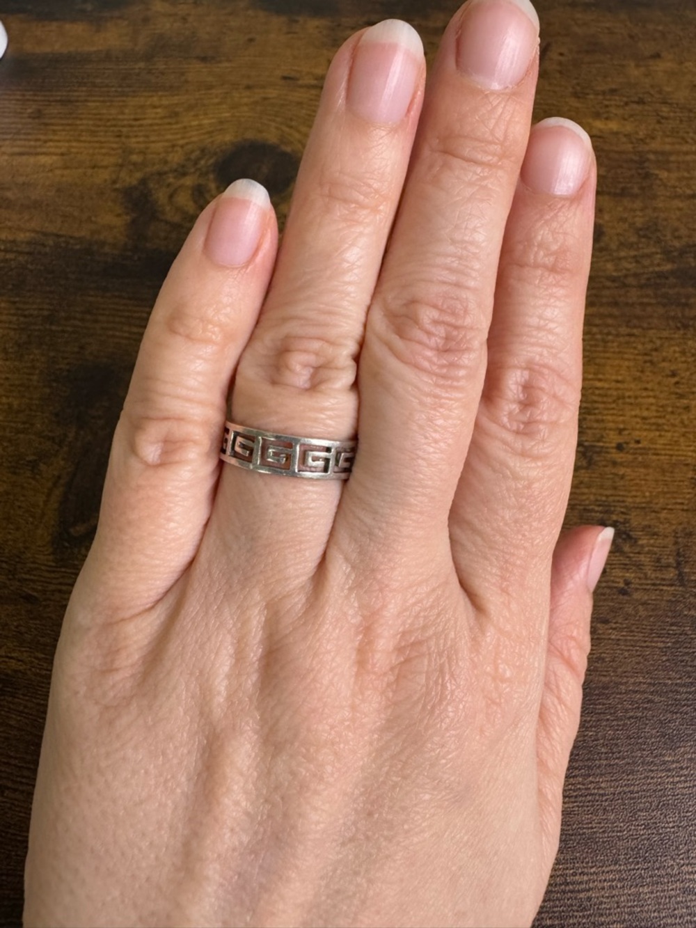 Sterling Silver Greek Key Band Ring - size 7